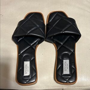 Steven Black Quilted Slide Sandals